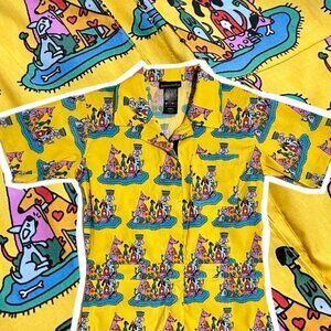 Nooworks Jacket Dog Party Moto Full Zip Small Yellow